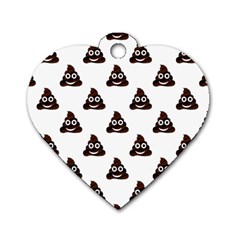 Happy Poo Pattern, Funny Emoji, Emoticon Theme, Vector Dog Tag Heart (one Side) by Casemiro