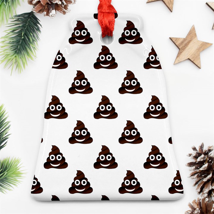 Happy poo pattern, funny emoji, emoticon theme, vector Ornament (Bell)