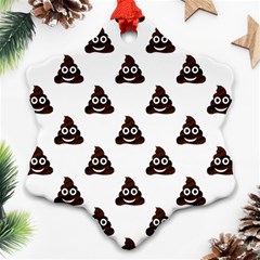 Happy Poo Pattern, Funny Emoji, Emoticon Theme, Vector Snowflake Ornament (two Sides) by Casemiro