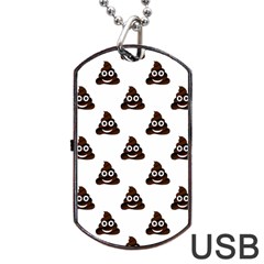 Happy Poo Pattern, Funny Emoji, Emoticon Theme, Vector Dog Tag Usb Flash (one Side) by Casemiro