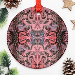 Pink Arabesque Iv Ornament (round) by kaleidomarblingart