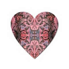 Pink Arabesque Iv Heart Magnet by kaleidomarblingart