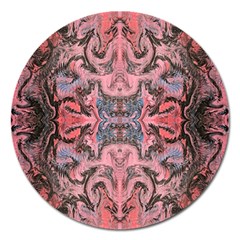 Pink Arabesque Iv Magnet 5  (round) by kaleidomarblingart