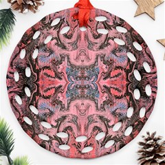 Pink Arabesque Iv Round Filigree Ornament (two Sides) by kaleidomarblingart