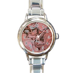 Pink swirls Round Italian Charm Watch