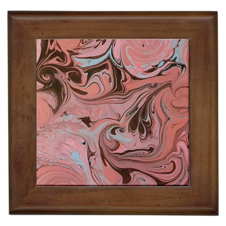 Pink swirls Framed Tile