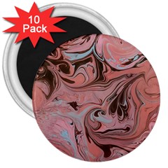 Pink Swirls 3  Magnets (10 Pack)  by kaleidomarblingart