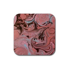 Pink swirls Rubber Coaster (Square) 