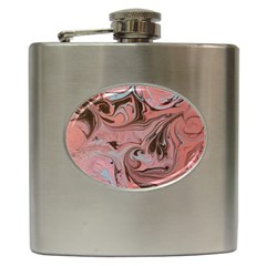 Pink Swirls Hip Flask (6 Oz) by kaleidomarblingart