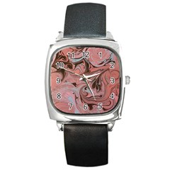 Pink swirls Square Metal Watch