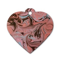 Pink Swirls Dog Tag Heart (one Side) by kaleidomarblingart