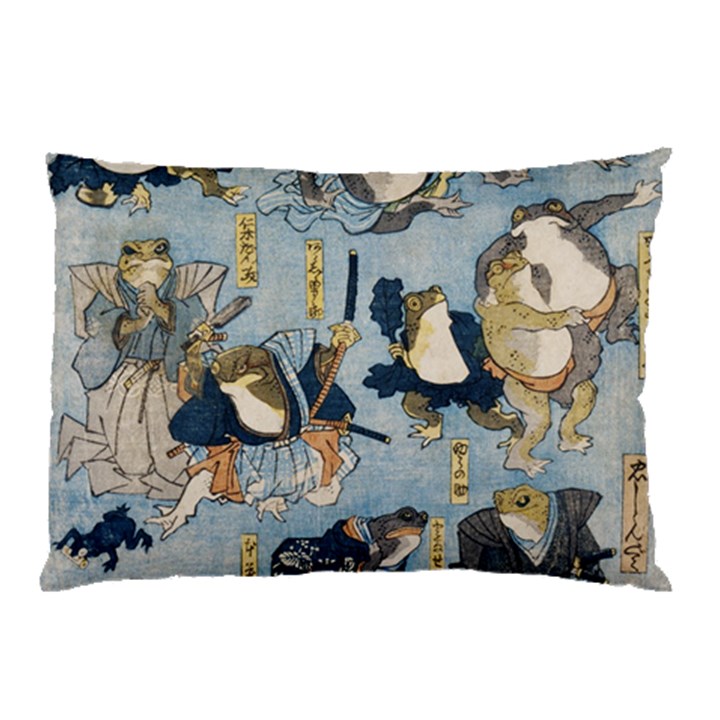 Famous heroes of the kabuki stage played by frogs  Pillow Case