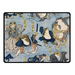 Famous heroes of the kabuki stage played by frogs  Fleece Blanket (Small) 50 x40  Blanket Front