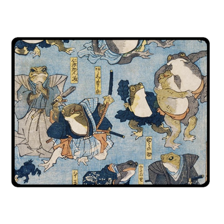 Famous heroes of the kabuki stage played by frogs  Fleece Blanket (Small)