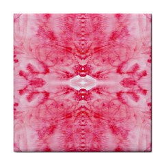 Pink Marbling Ornate Tile Coaster by kaleidomarblingart