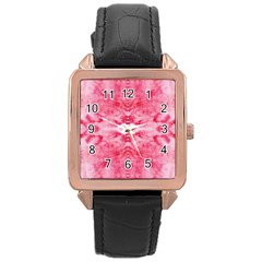 Pink Marbling Ornate Rose Gold Leather Watch  by kaleidomarblingart