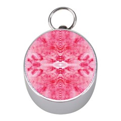 Pink Marbling Ornate Mini Silver Compasses by kaleidomarblingart