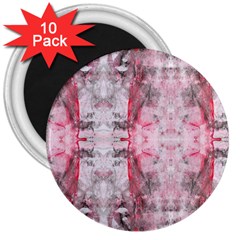 Pink On Grey I Repeats 3  Magnets (10 Pack)  by kaleidomarblingart