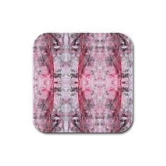 Pink On Grey I Repeats Rubber Square Coaster (4 Pack)  by kaleidomarblingart