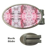 Pink On Grey I Repeats Money Clips (Oval)  Front