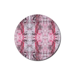 Pink On Grey I Repeats Rubber Coaster (round) 