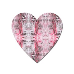 Pink On Grey I Repeats Heart Magnet by kaleidomarblingart