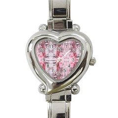 Pink On Grey I Repeats Heart Italian Charm Watch by kaleidomarblingart