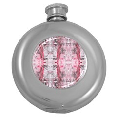 Pink On Grey I Repeats Round Hip Flask (5 Oz) by kaleidomarblingart