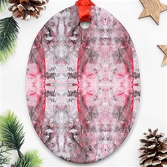 Pink On Grey I Repeats Oval Ornament (two Sides) by kaleidomarblingart