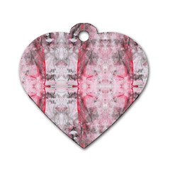 Pink On Grey I Repeats Dog Tag Heart (one Side) by kaleidomarblingart