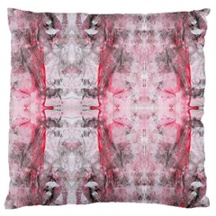 Pink On Grey I Repeats Large Cushion Case (two Sides) by kaleidomarblingart