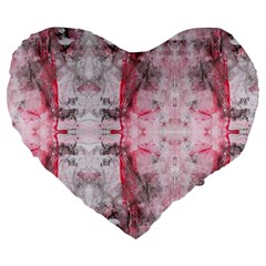 Pink On Grey I Repeats Large 19  Premium Heart Shape Cushions by kaleidomarblingart