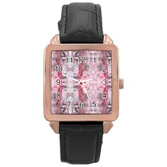 Pink On Grey I Repeats Rose Gold Leather Watch  by kaleidomarblingart