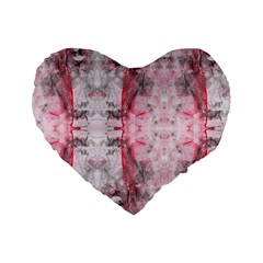 Pink On Grey I Repeats Standard 16  Premium Flano Heart Shape Cushions by kaleidomarblingart