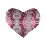 Pink On Grey I Repeats Standard 16  Premium Flano Heart Shape Cushions Front