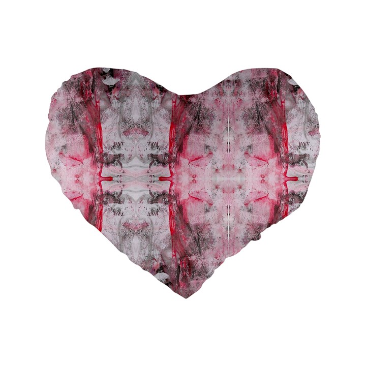 Pink On Grey I Repeats Standard 16  Premium Flano Heart Shape Cushions