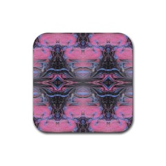 Grey Pink Module  Rubber Coaster (square)  by kaleidomarblingart