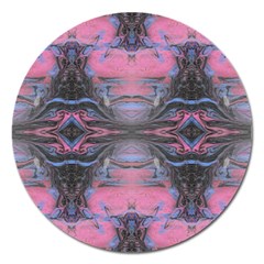 Grey Pink Module  Magnet 5  (round) by kaleidomarblingart