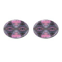 Grey Pink Module  Cufflinks (oval) by kaleidomarblingart