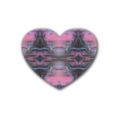 Grey Pink Module  Rubber Coaster (heart)  by kaleidomarblingart