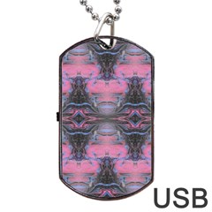 Grey Pink Module  Dog Tag Usb Flash (two Sides) by kaleidomarblingart