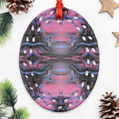 Grey Pink Module  Oval Filigree Ornament (two Sides) by kaleidomarblingart