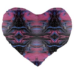 Grey Pink Module  Large 19  Premium Heart Shape Cushions by kaleidomarblingart