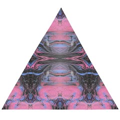 Grey Pink Module  Wooden Puzzle Triangle by kaleidomarblingart