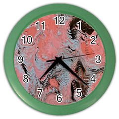 Pink Arabesque Color Wall Clock by kaleidomarblingart