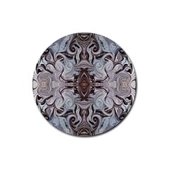 Turquoise Black Arabesque Repeats Rubber Coaster (round) 