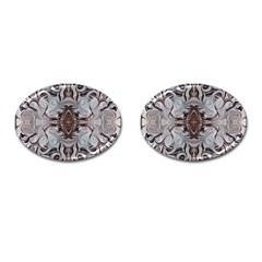 Turquoise Black Arabesque Repeats Cufflinks (Oval)