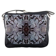 Turquoise Black Arabesque Repeats Messenger Bag