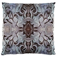 Turquoise Black Arabesque Repeats Large Flano Cushion Case (One Side)