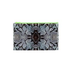 Turquoise Black Arabesque Repeats Cosmetic Bag (XS)